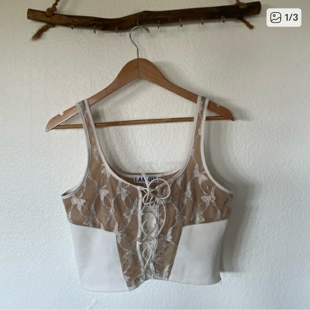 GIA white lace crop top
